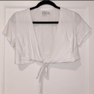 Princess Polly white cropped tie top